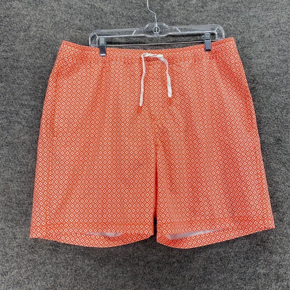New Elysian Swim Shorts Men L Large Red Floral Mid Rise Drawstring Lined Swim